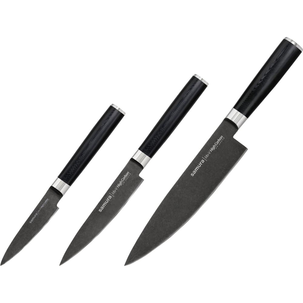 Набор из 3 ножей Samura "Mo-V Stonewash" в подарочной коробке, 10, 21, 85, G-10 SM-0220B/K