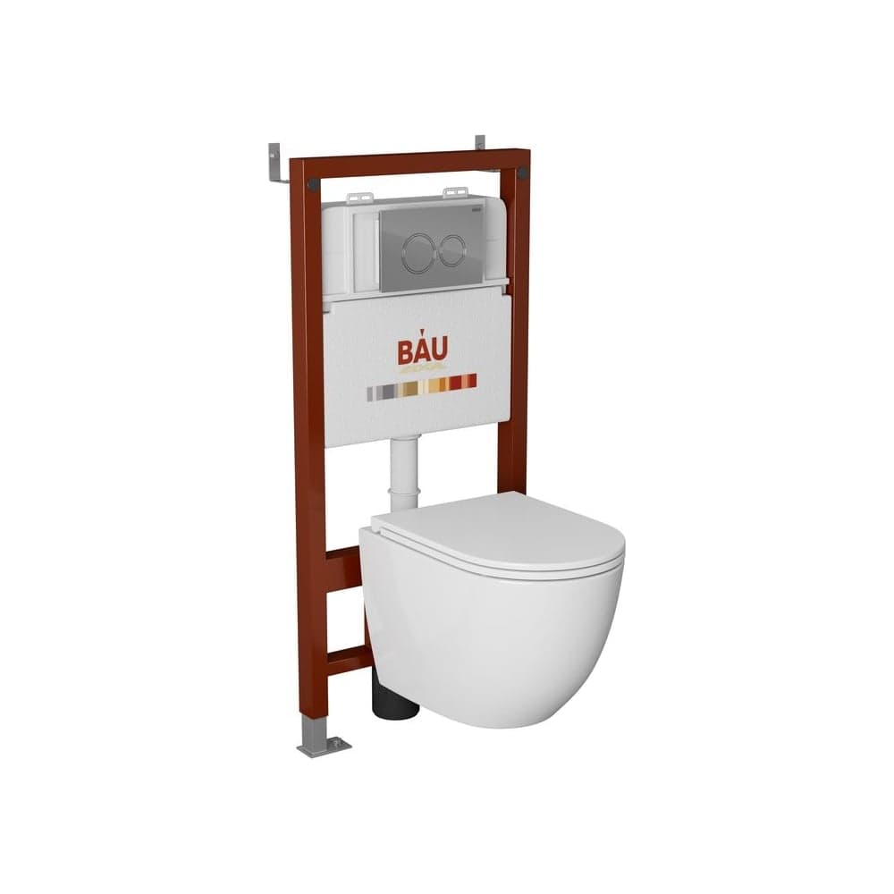 Комплект Bauedge BAU 6 в 1: инсталляция BAU PRO, унитаз подвесной торнадо Bau Dream Hurricane-3, сиденье дюропласт микролифт, клавиша BAU Dream, хром Q111300-BL0001-HQ3-Q00004