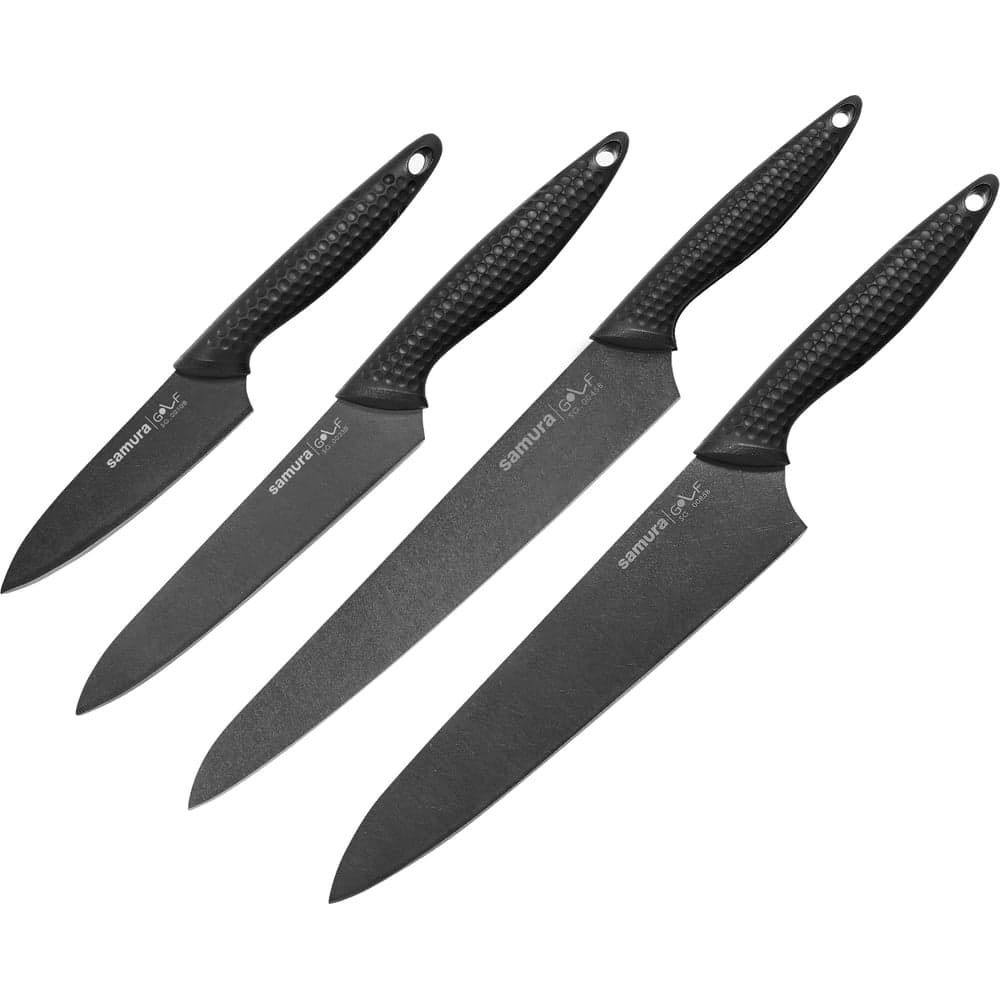 Набор из 4 кухонных ножей Samura "GOLF Stonewash" 10B, 23B, 45B, 85B, AUS-8 SG-0240B/K