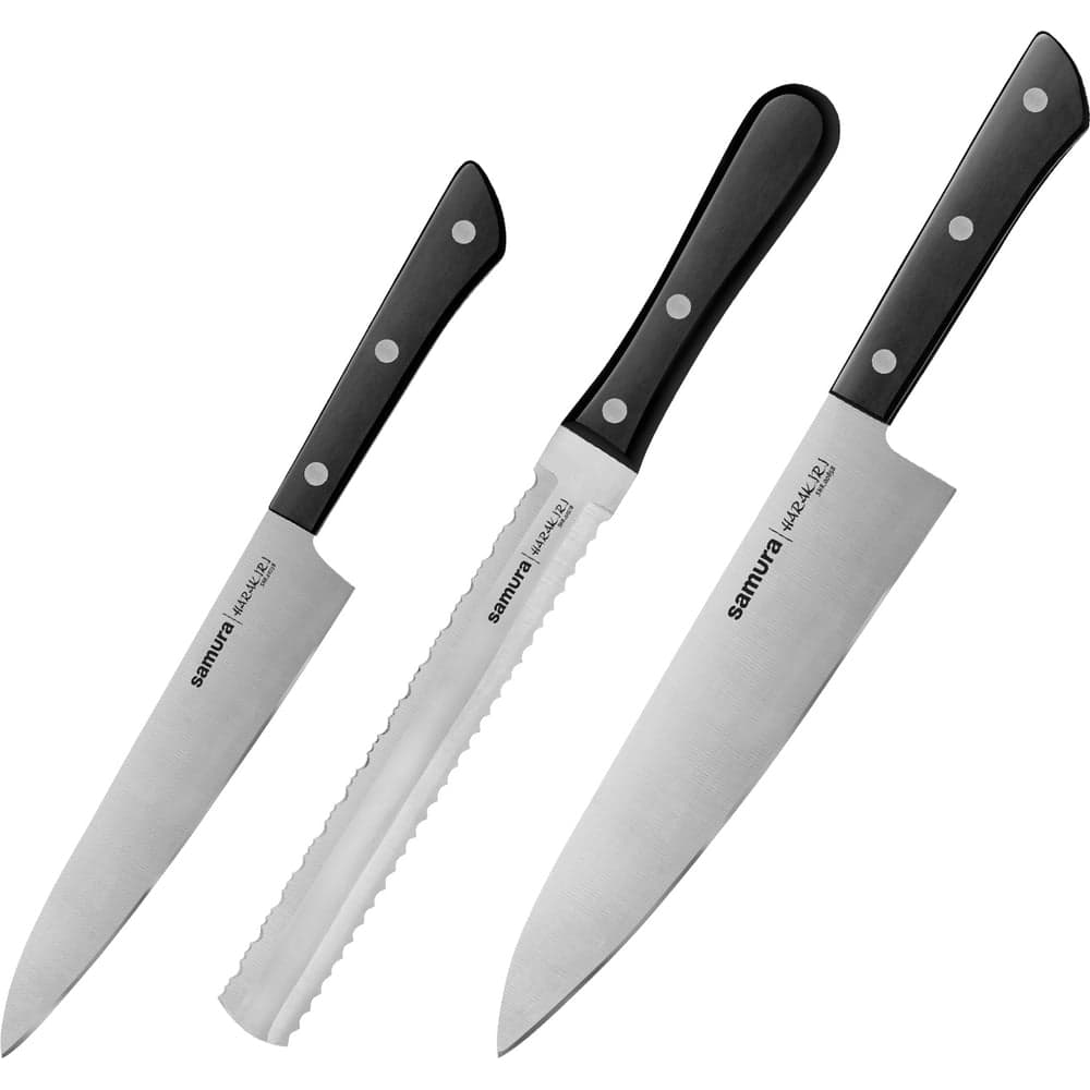 Набор ножей 3 в 1 Samura "HARAKIRI" 23, 57, 85, коррозионно-стойкая сталь, ABS пластик SHR-0230B/K