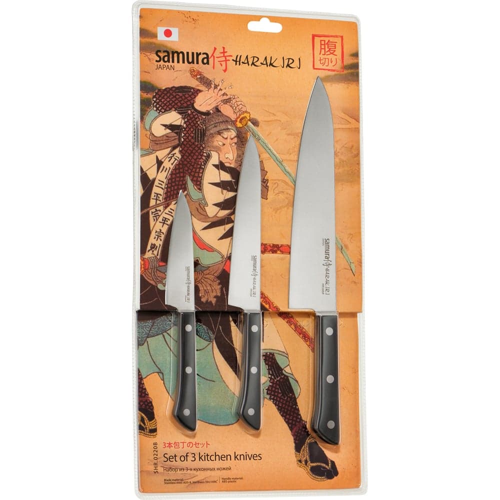 Набор ножей 3 в 1 Samura "HARAKIRI" 11, 23, 85, коррозионно-стойкая сталь, ABS пластик SHR-0220B/K