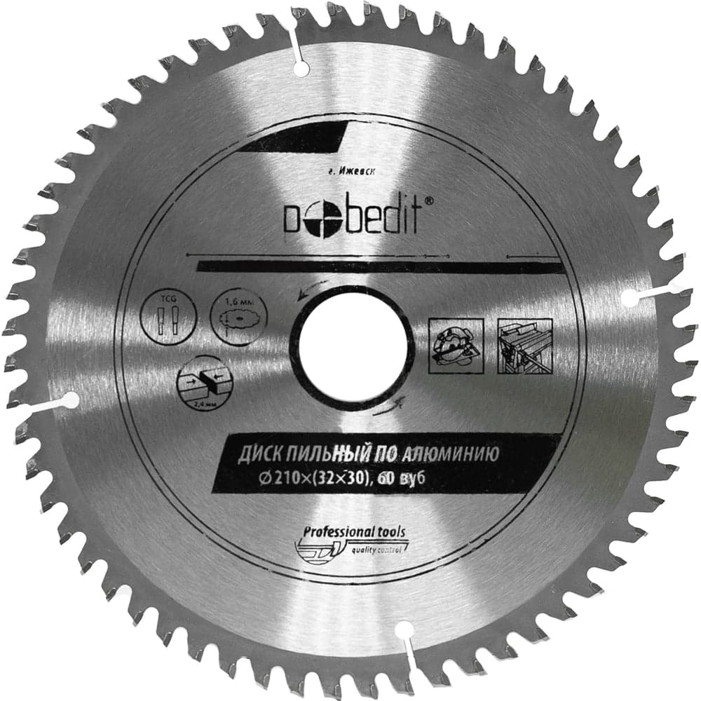Диск пильный по алюминию 210х32/30 мм, 60 зубьев Pobedit 5372210