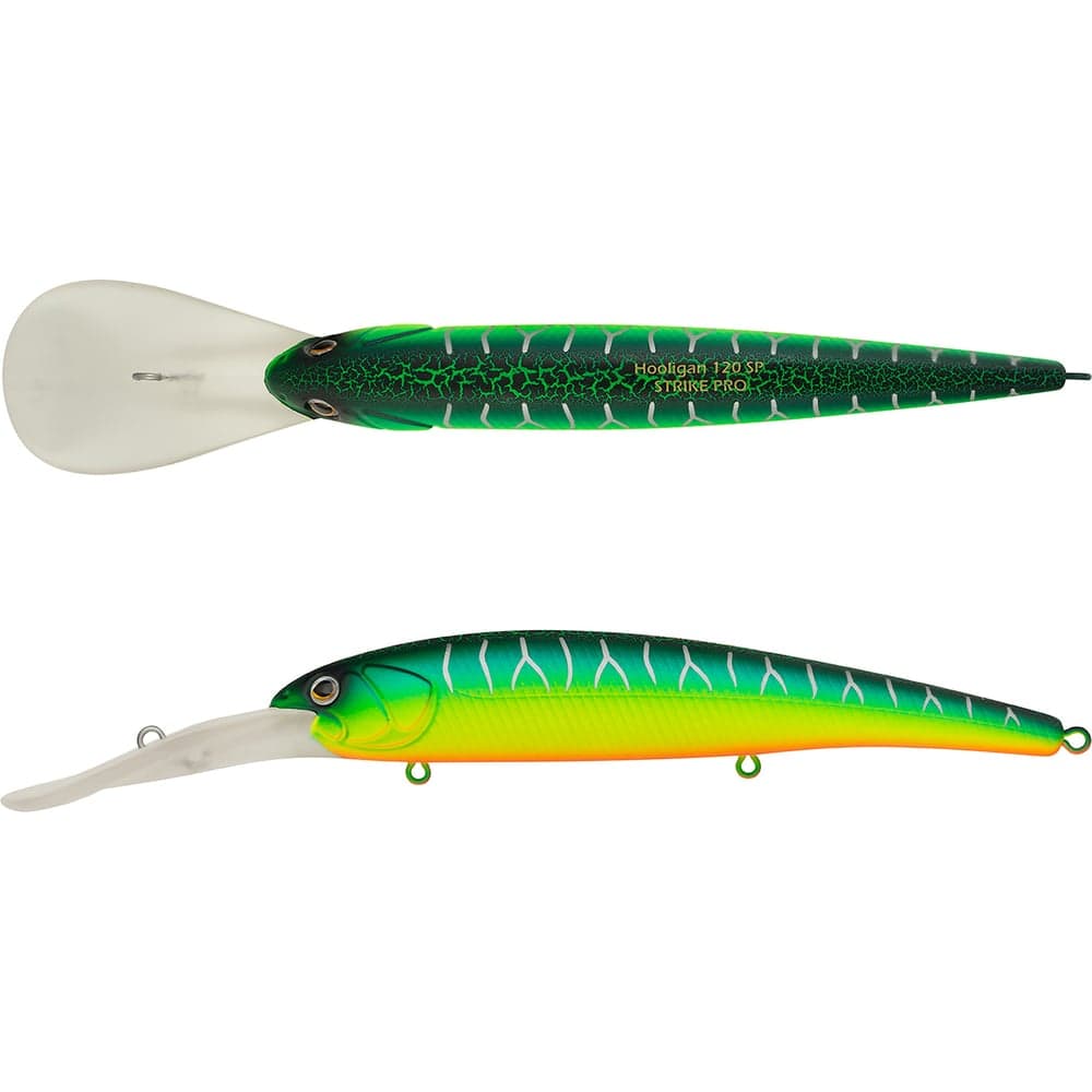 Воблер Strike Pro Минноу Hooligan Deep Diver 120, цвет: A223S-RP Pearl Mat Tiger EG-220L#A223S-RP