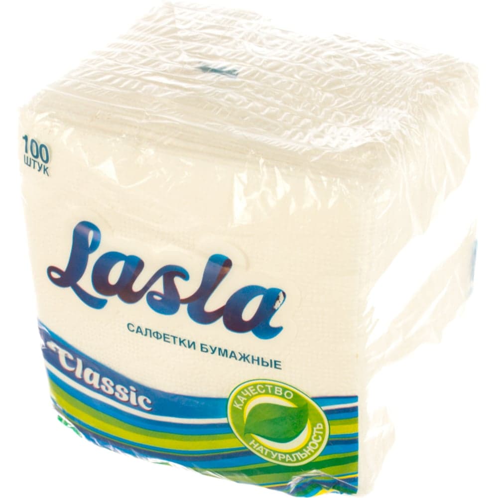 Бумажные салфетки LASLA 100шт 23х24 см белые, 100% целлюлоза 128386