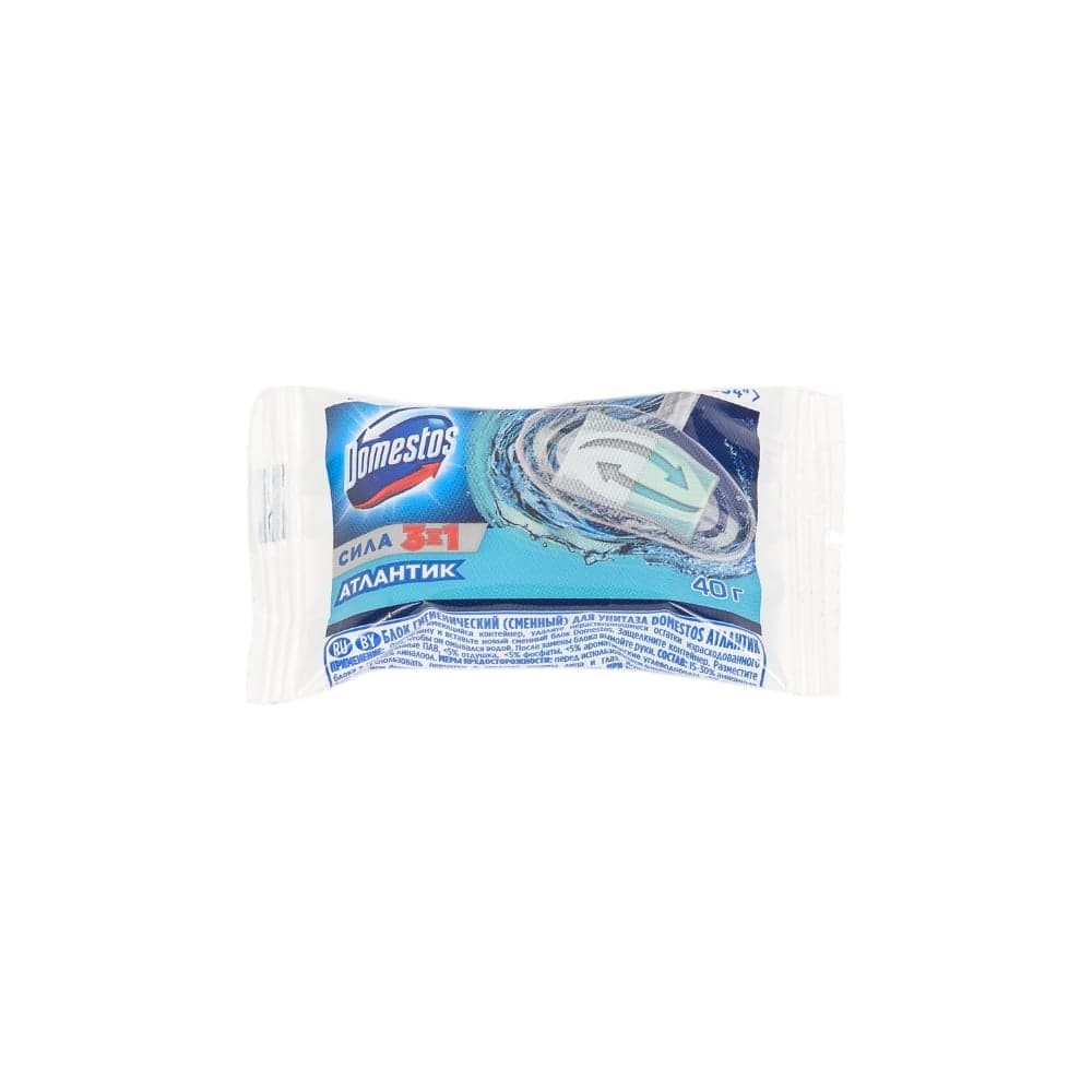 Освежитель DOMESTOS Атлантик WC твердый 40г сменный блок 8717163350034