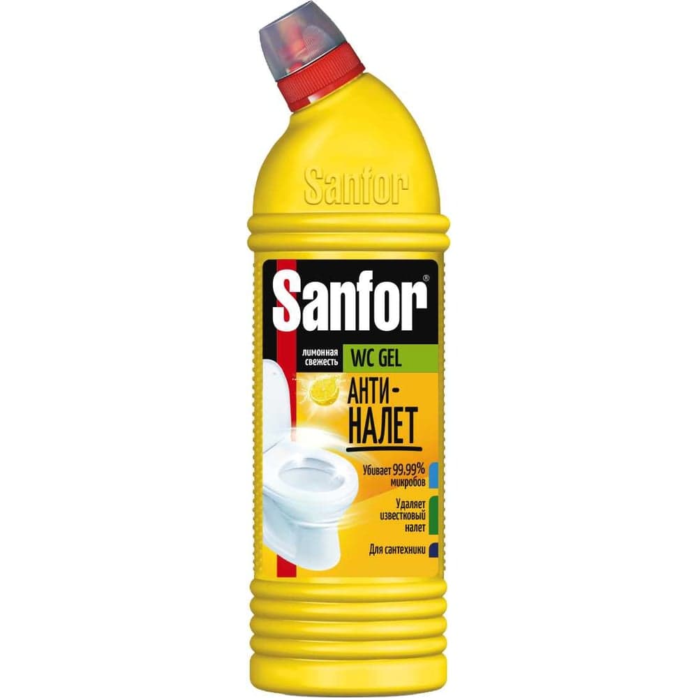 Средство для уборки туалета 1кг WC gel лимонный фреш SANFOR 1954 601957