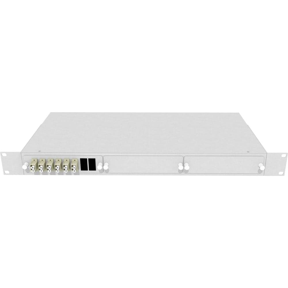 Оптический стоечный кросс TopLAN 19", 12 LC/PC адаптеров, многомодовый MM 50/125 (OM4), 1U, серый, укомплектованный КРС-Top-1U-12LC/U-OM4-GY