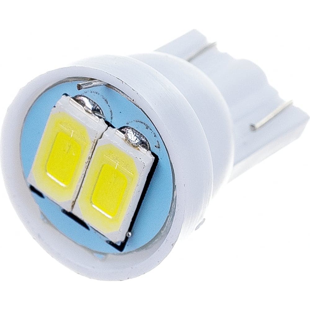 Автолампа диод SKYWAY T10, 12V, 2 SMD, блистер без цоколя, 1-контакт, белая, комплект 2 шт., габариты, салон S08201331