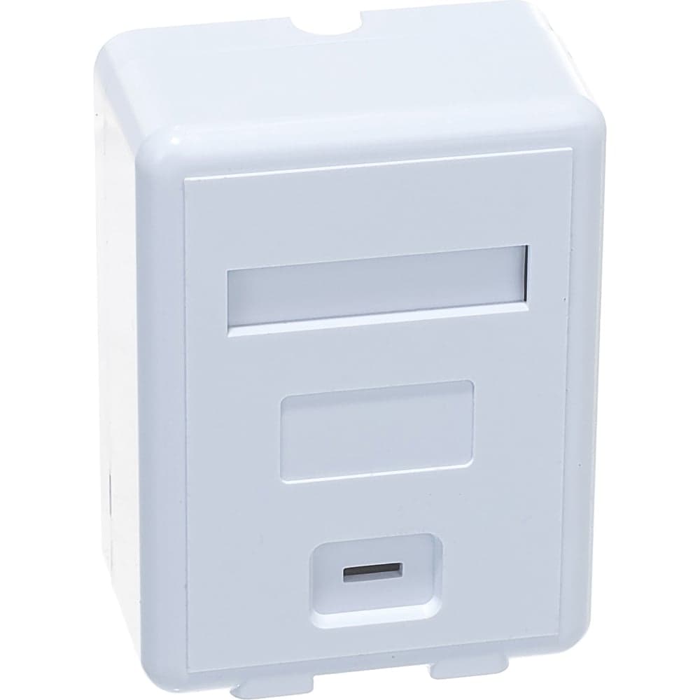 Настенная коробка LANMASTER на 1 порт keystone, с защитными шторками, белая LAN-SA1/S-WH