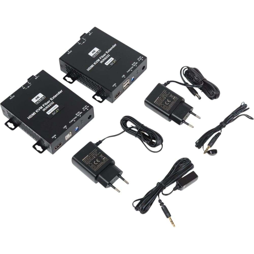 Комплект для передачи HDMI и сигнала USB/IR/RS232 SC&T HE01F-4K6G-KS по оптоволоконному кабелю sct1329