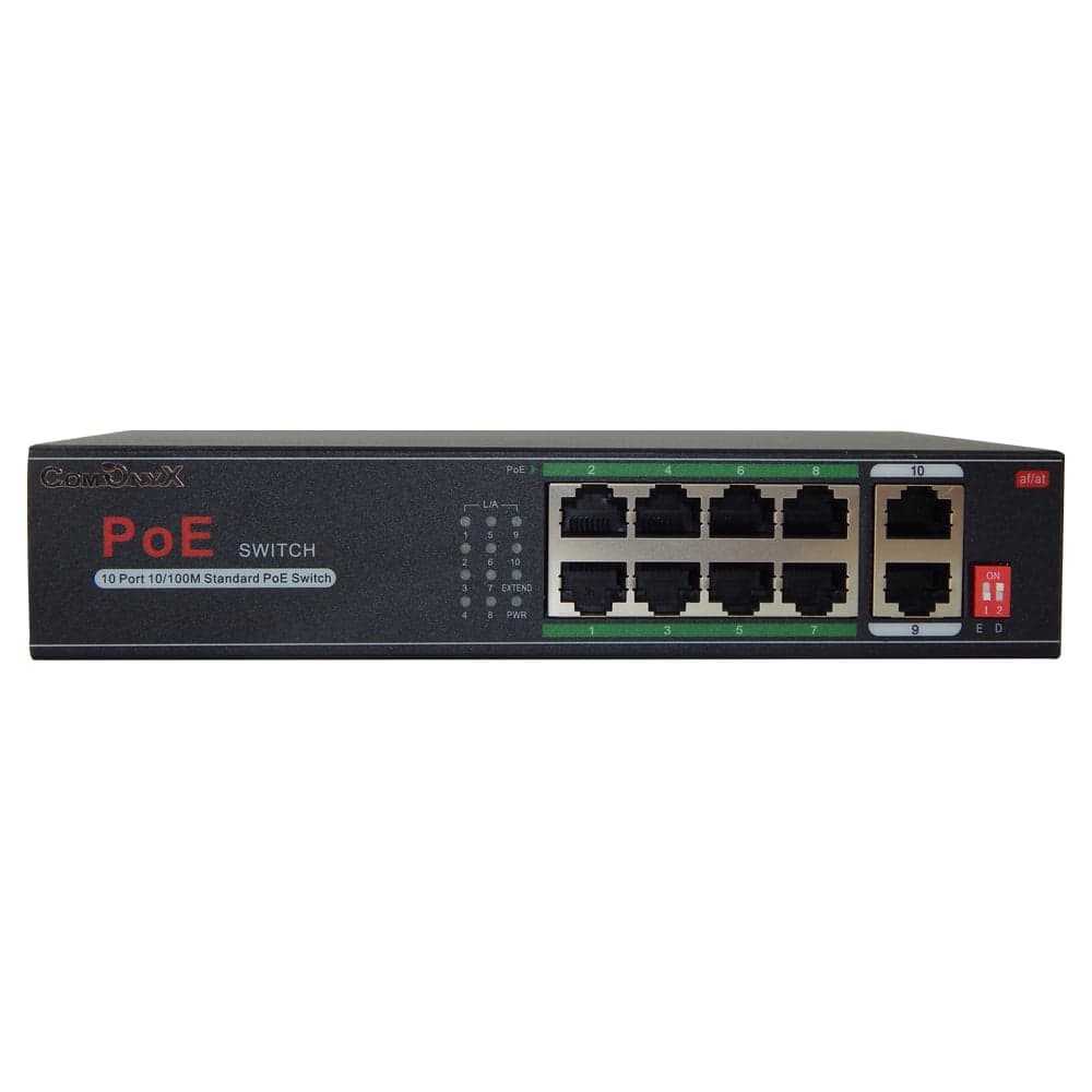 Poe коммутатор ComOnyx, 8 poe + 2 uplink, c watchdog и грозозащитой, co-swp8c, 200-019