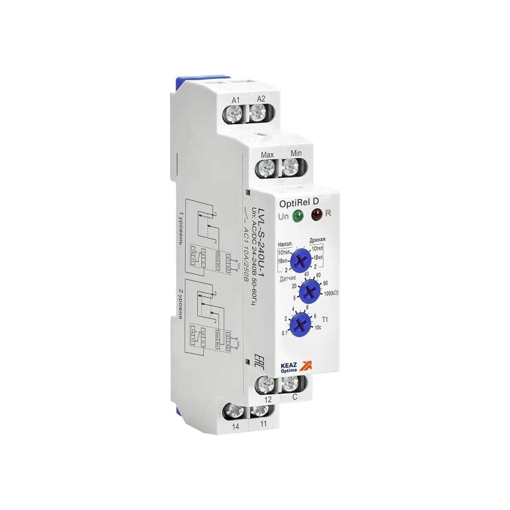 Реле контроля уровня КЭАЗ OptiRel D LVL-S-240U-1 с датчиком 1.5м 10А 1СО 24-240АС/DC 332024