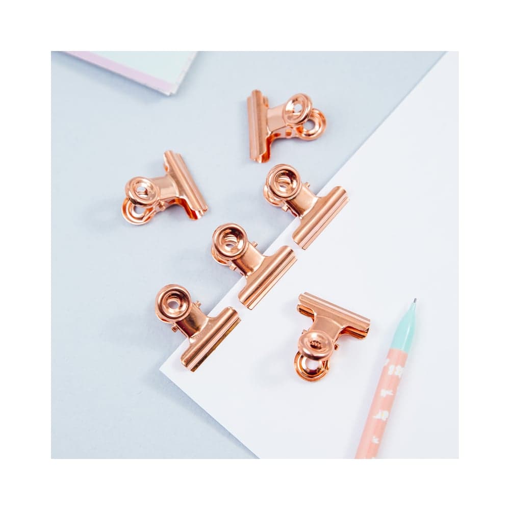 Зажимы-бульдоги для бумаг MESHU 25 мм, Rose Gold, 6 шт., бокс с европодвесом MS_41601