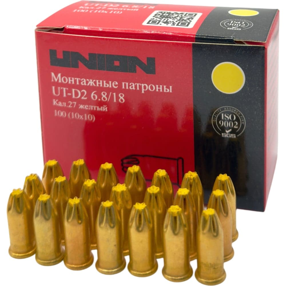 Mонтажные патроны UNION UT-D2 6.8х18 мм, желтый, 100 шт. 4631169412616