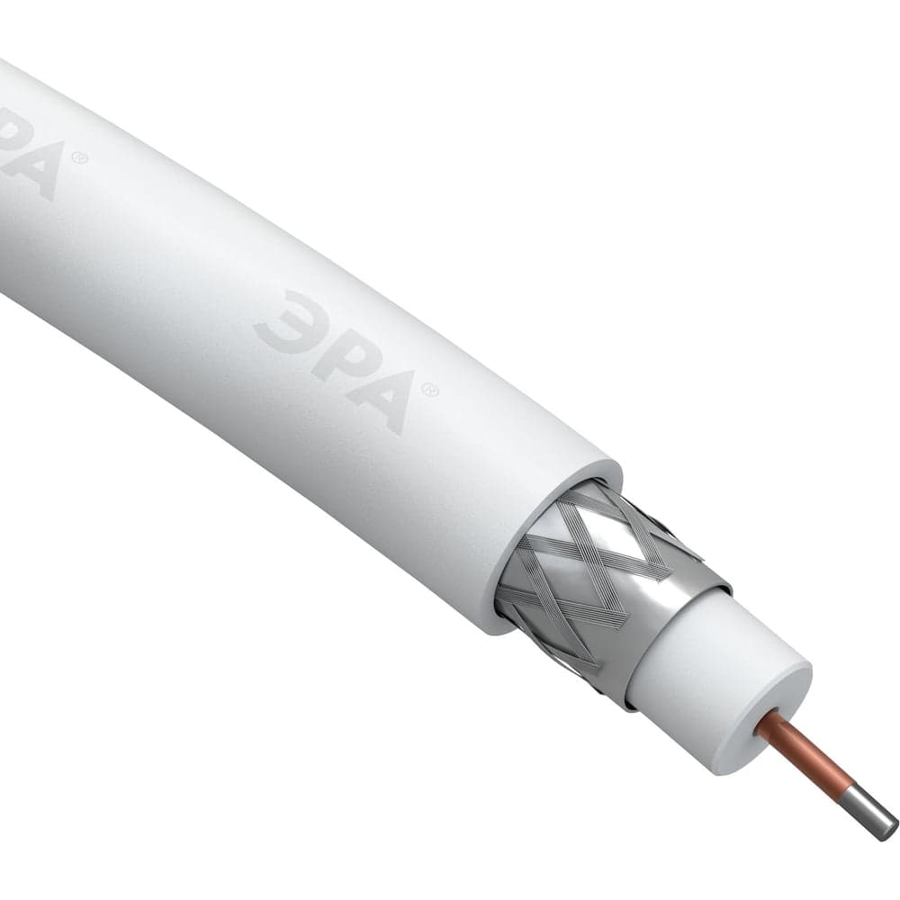 Коаксиальный кабель ЭРА RG6U, 75 Ом, CCS/, PVC, цвет белый Б0044598