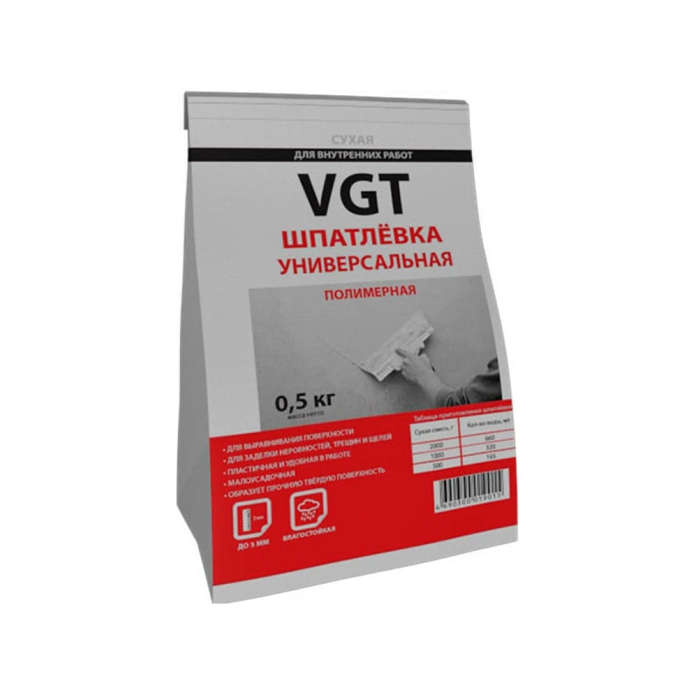 Универсальная полимерная сухая шпаклевка 0,5 кг для внутренних работ  VGT 11601970