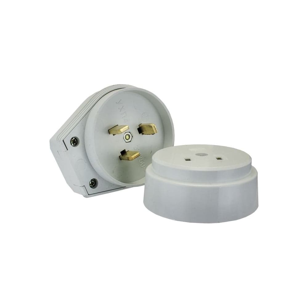 Разъем EKF РШ-ВШ 32А 250В 2P+PE ОУ пластиковый бел. PROxima AS-250-O-01