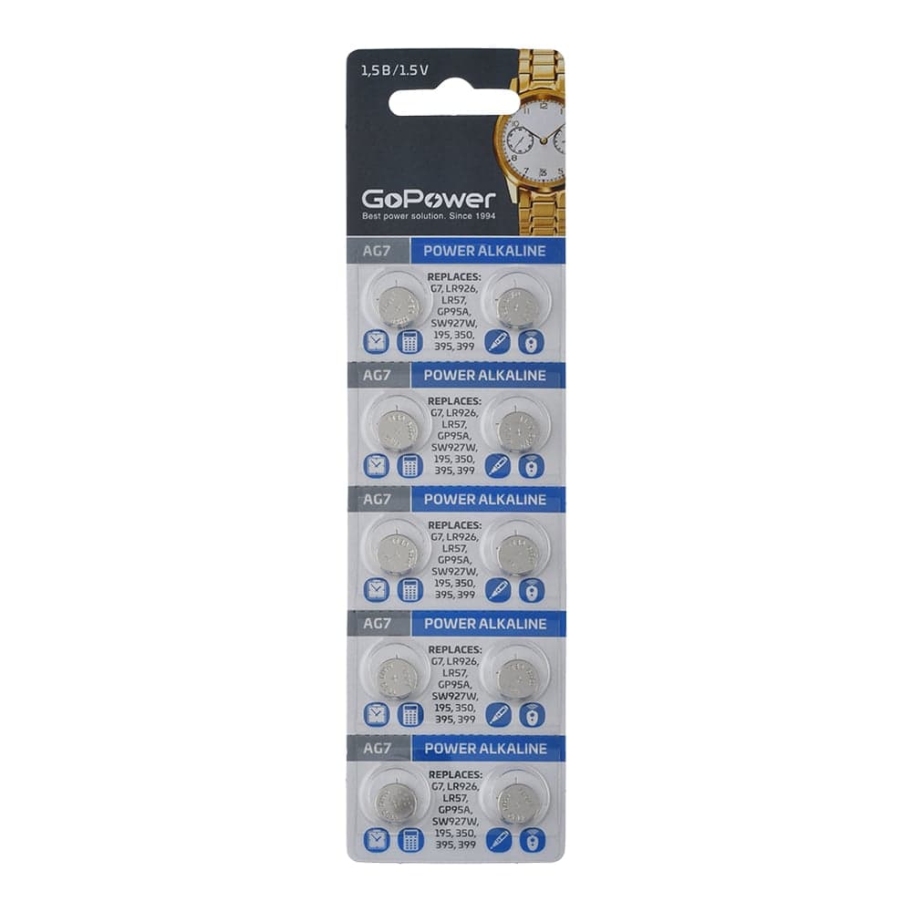 Батарейка GoPower G7/LR926/LR57/395A/195 BL10 Alkaline 1.55V 00-00023152