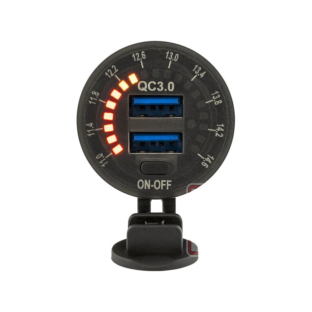 Розетка-USB РИФ 2 QC 3.0 с вольтметром RIF22-4-01460