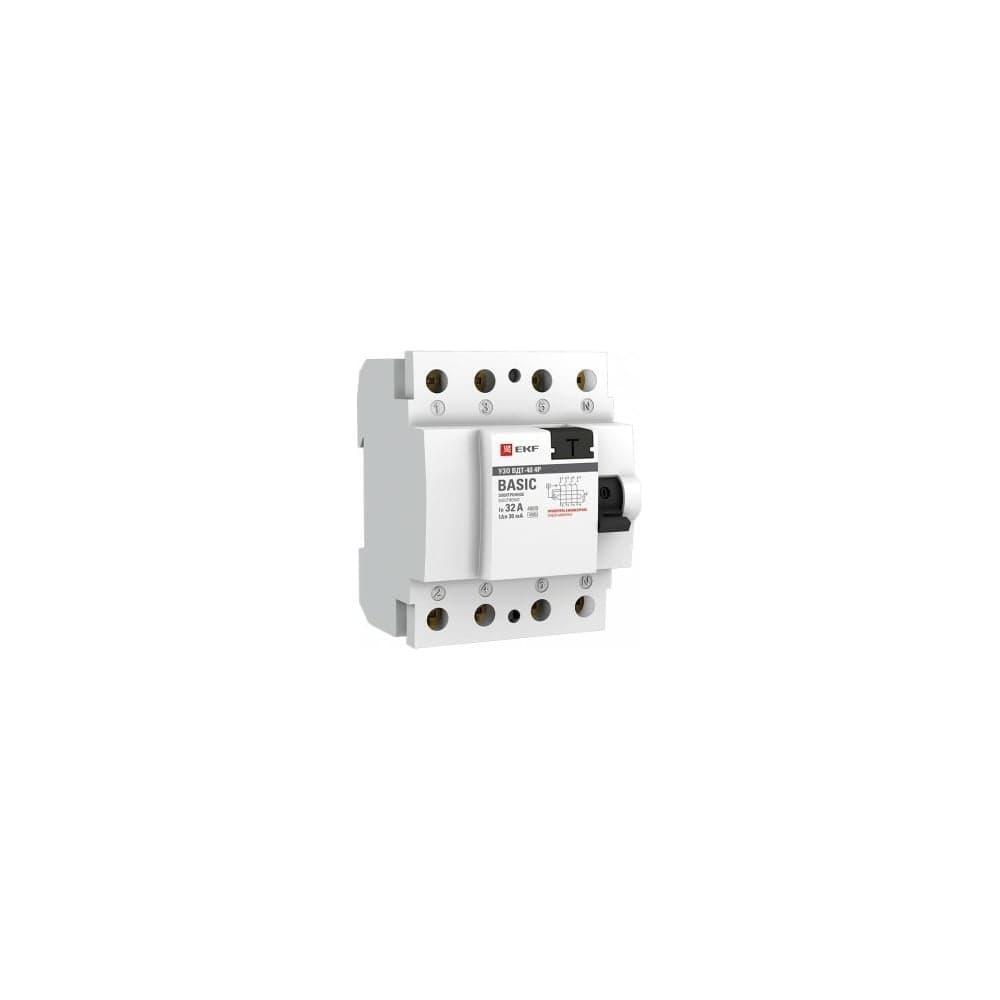 Устройство защитного отключения EKF ВД-40, 4P, 40А/30мА, электронное, Basic elcb-4-40-30e-sim