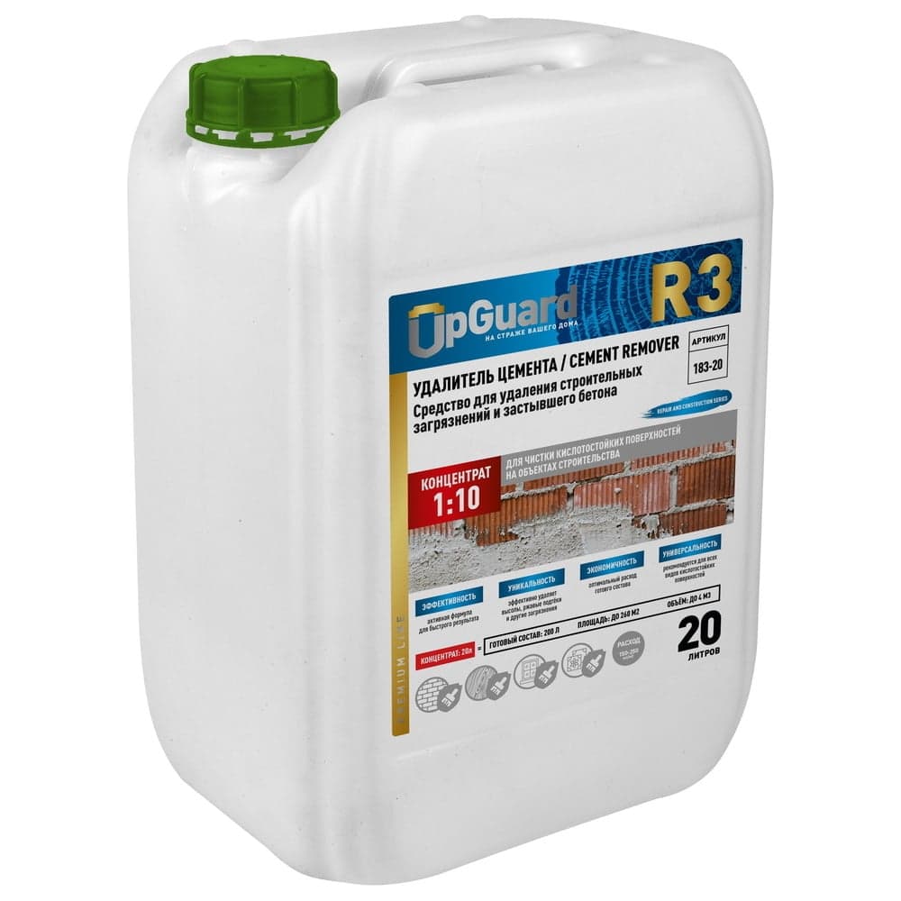 Средство для удаления строительных загрязнений и застывшего бетона UPGUARD R3 Cement Remover 20 л, концентрат 1:10 183-20