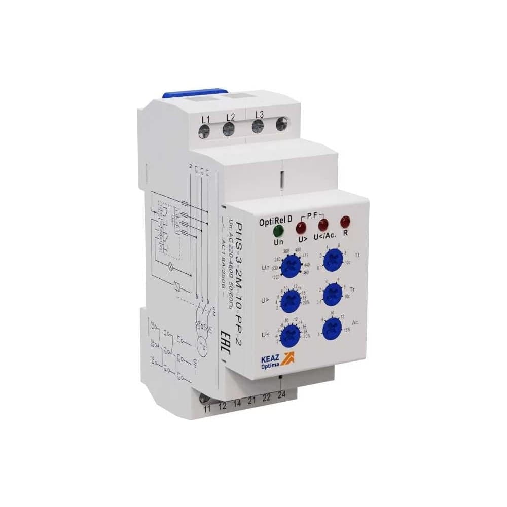 Реле контроля фаз КЭАЗ OptiRel D PHS-3-2M-10-PP-2 универсальное 3Ф 2СО 332003