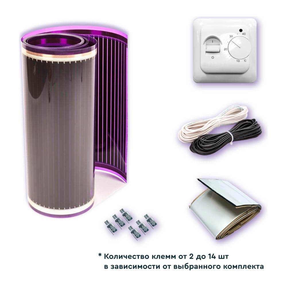 Комплект саморегулируемого теплого пола VIOLET FLOOR ptc 130 4 кв.м, ширина 0.5 м (с механическим терморегулятором) VLT1000266