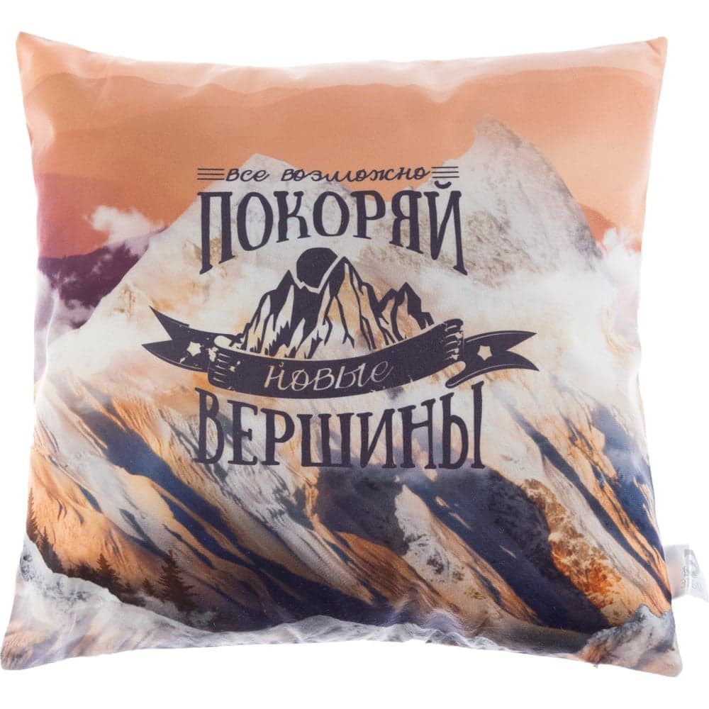 Декоративная подушка Этель Покоряй вершины 40x40 см, велюр, 100% п/э 4027811