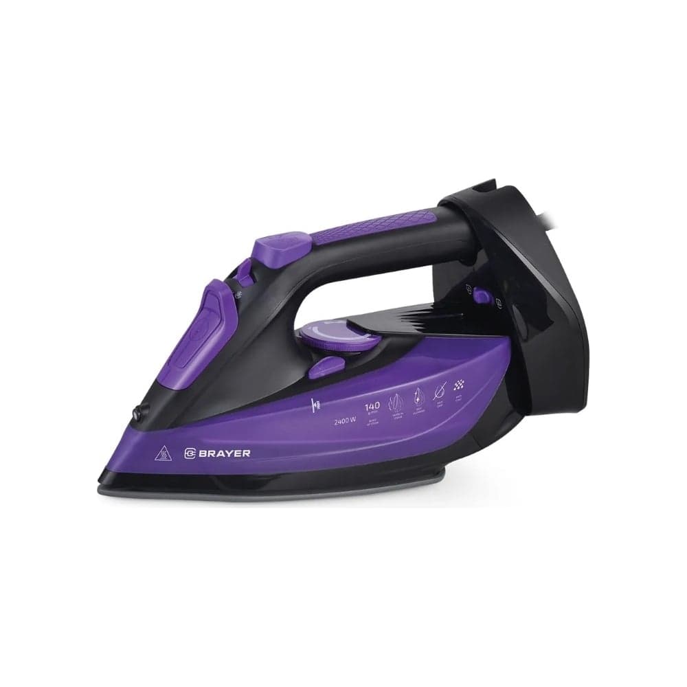 Утюг BRAYER 4016BR 2400 Вт, керамическое покрытие, пар 140 г/мин, антикапля, беспроводной, 350 мл, вертикальное отпаривание BR4016