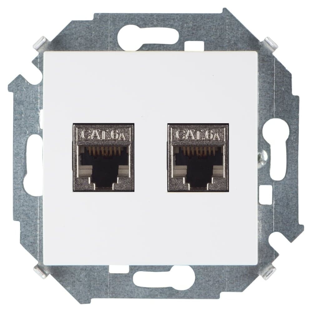 Компьютерная двойная розетка Simon RJ45 кат.6а АМР, FTP, белый 1591564-030