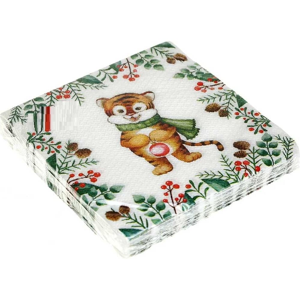 Бумажные салфетки EUROHOUSE тигрик с шариком нг 33х33 см, 2-слойные, 15 шт. 61071