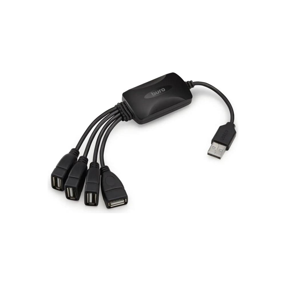 Разветвитель BURO USB 2.0 BU-HUB4-0.3-U2.0-Splitter 4порт. черный 1001420