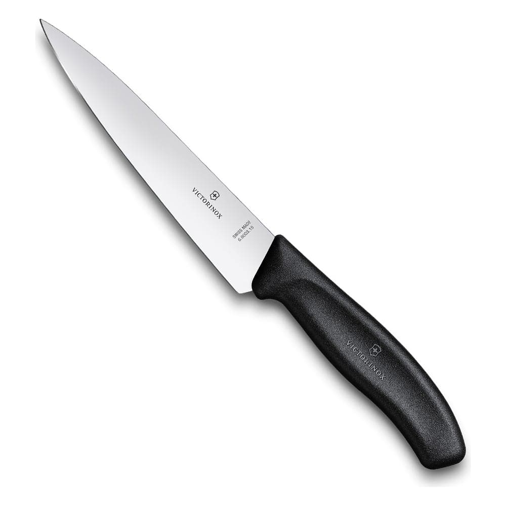 Разделочный нож Victorinox лезвие 19 см, черный, в картонном блистере, 6.8003.19B