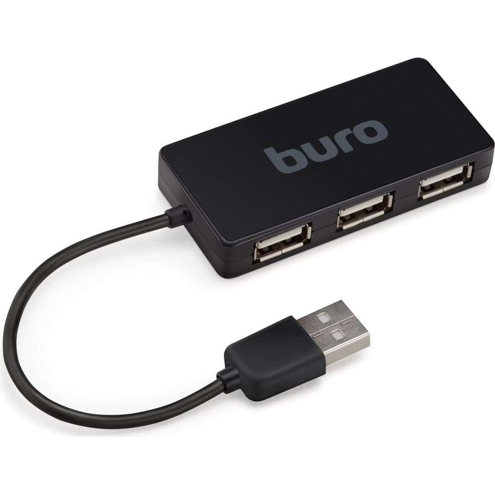 Разветвитель BURO USB 2.0 BU-HUB4-U2.0-Slim 4 порта, черный 389734