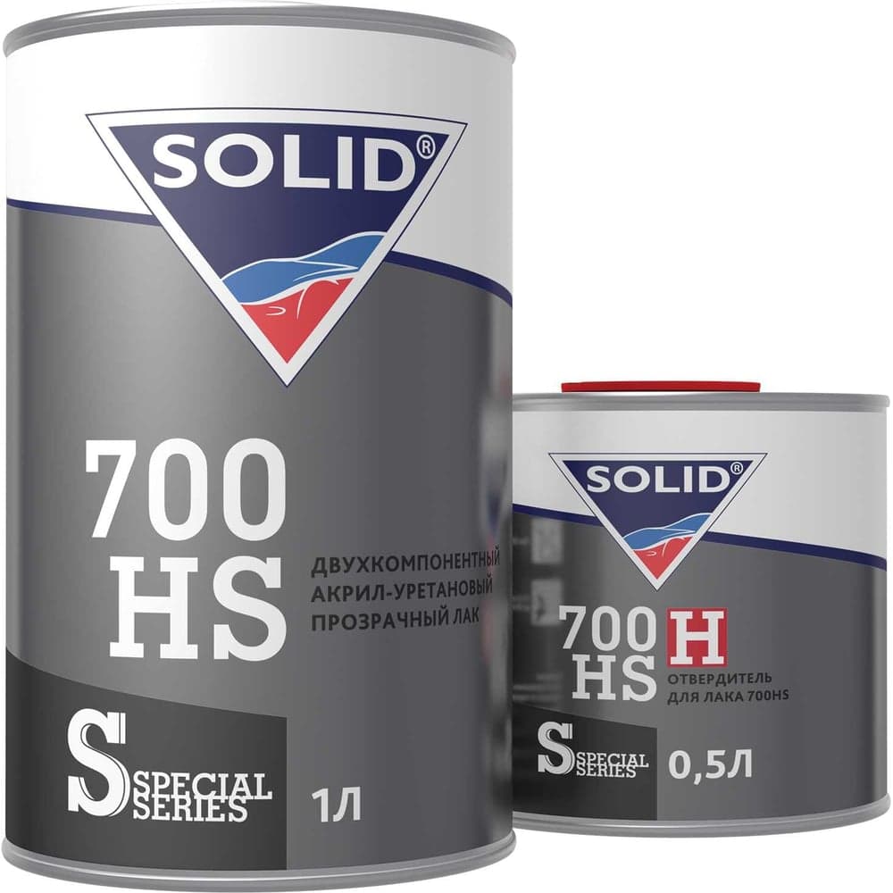 Двухкомпонентный прозрачный лак Solid 700 HS - (1000+500мл) - 2K лак системы HS 2+1 (в комп. с отвердит.) 320.1500