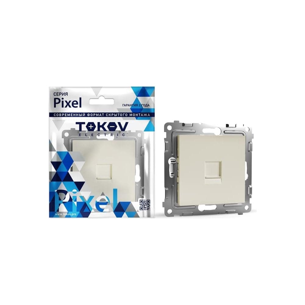 Розетка телефонная 1-местная TOKOV ELECTRIC СП Pixel RJ11 механизм беж. TKE-PX-RT1-C02
