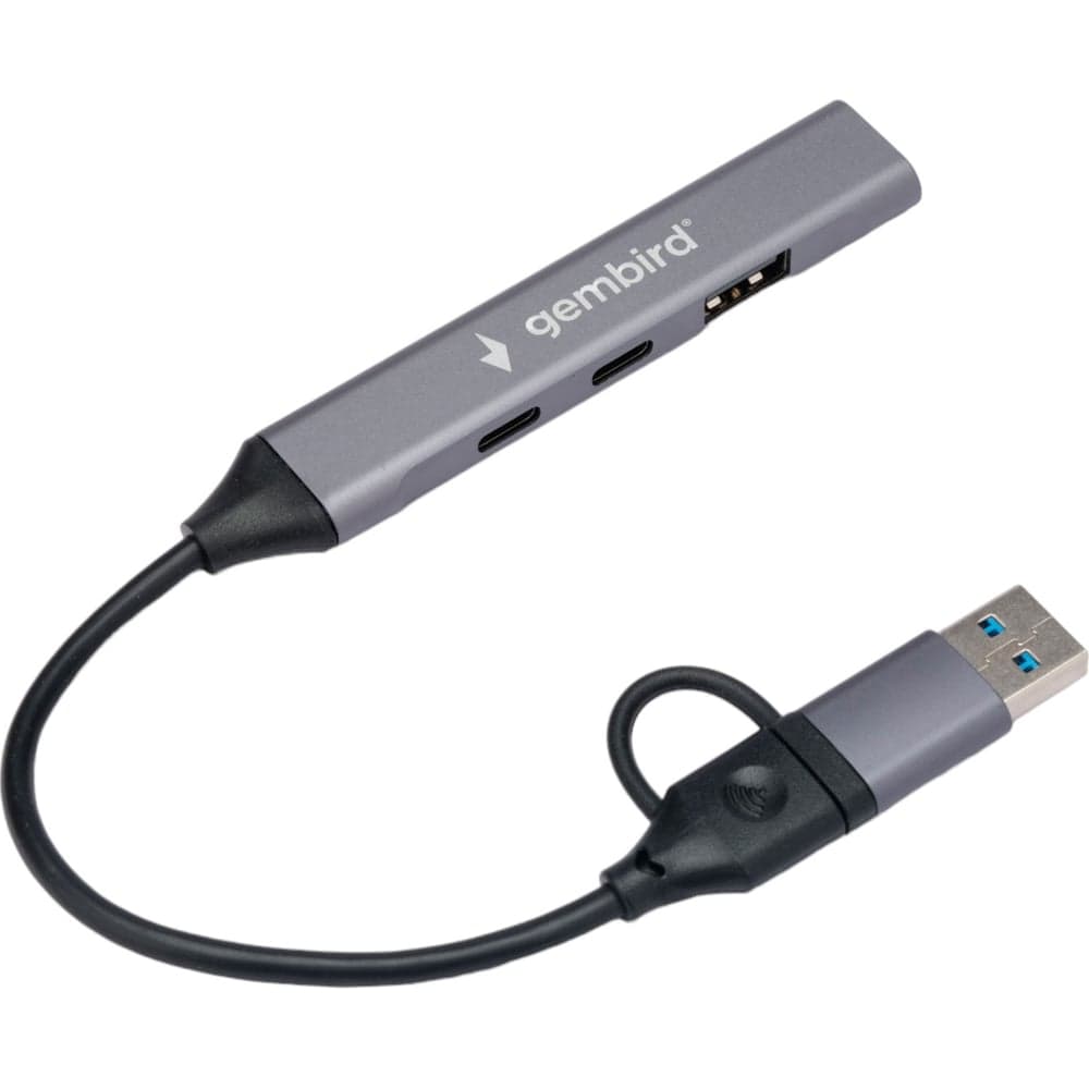 Разветвитель Gembird USB 3.0/2.0, 4 порта: 2хType-C, 1хUSB 3.0, 1хUSB 2.0, кабель Type-C+USB, UHB-C444