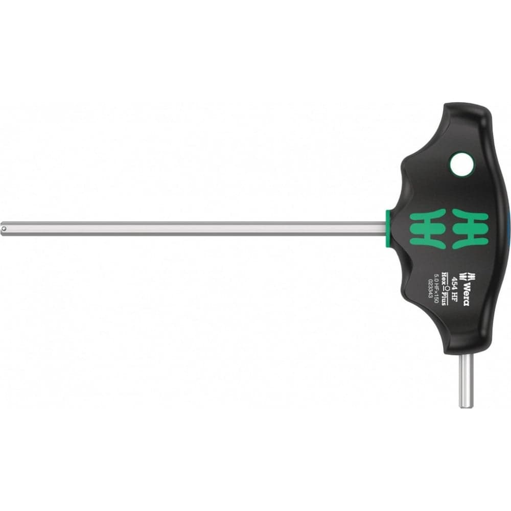 Отвёртка с внешним шестигранником WERA 454 Hex-Plus HF с Т-образной рукояткой с фиксацией, 5x150 мм, с дополнительным коротким рабочим концом WE-023343