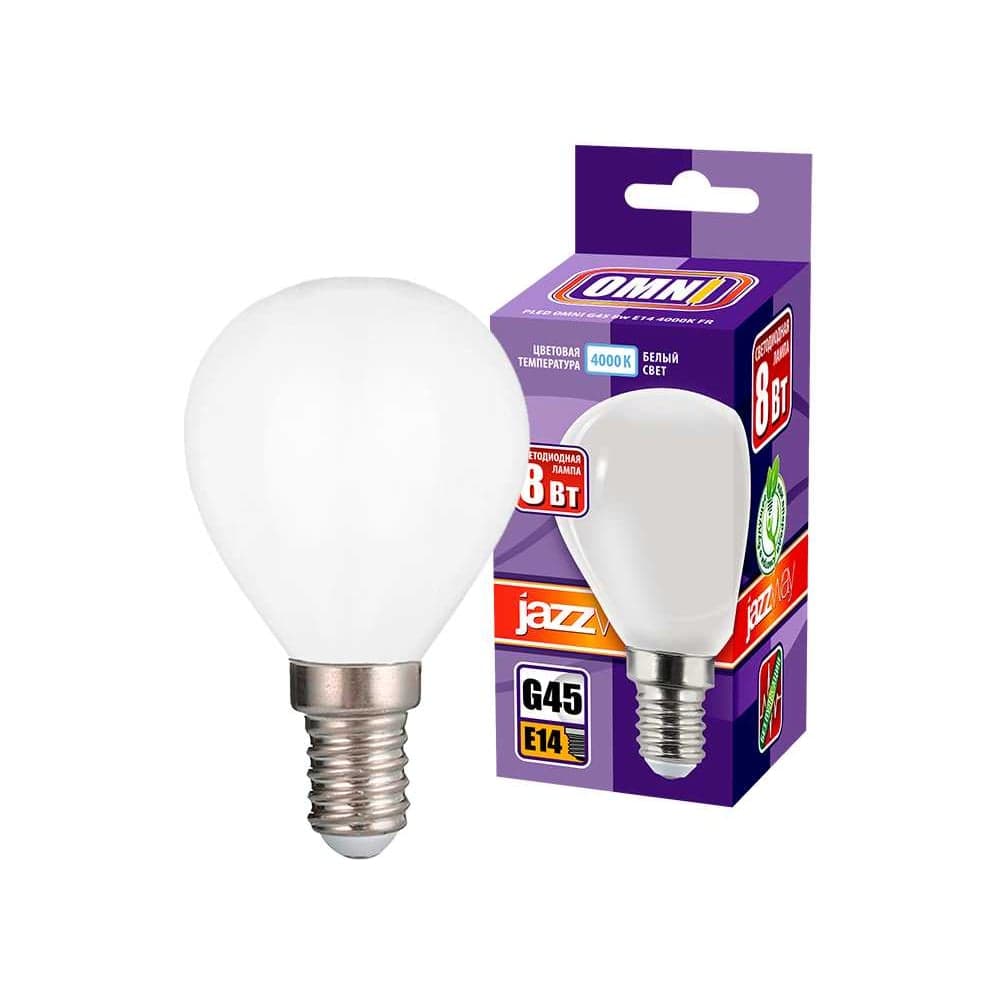 Лампа Jazzway PLED OMNI G45 8w E14 4000K FR 230, 50 5021518