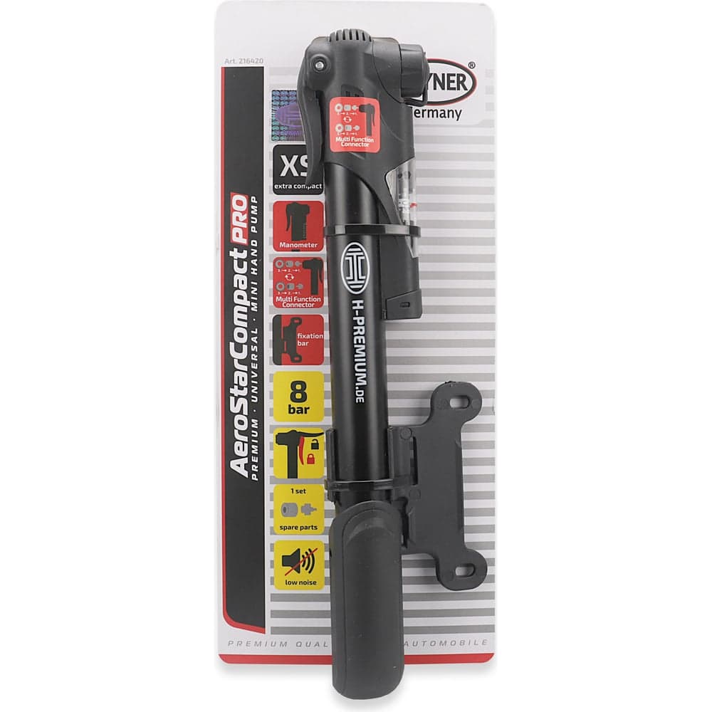 Насос ручной Heyner MINI Premium с манометром для велосипедов, 8 бар 216420
