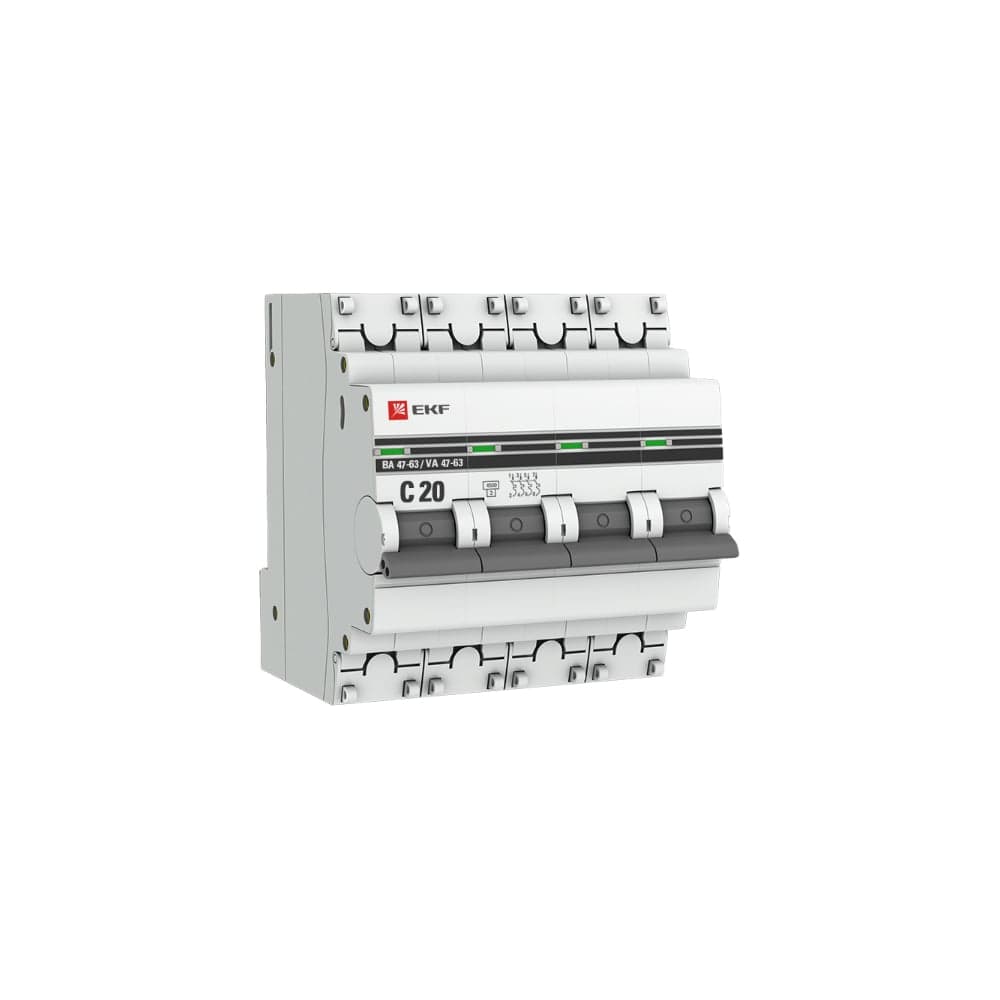 Автоматический выключатель EKF PROxima ВА 47-63 4P, 20А, 4,5kA mcb4763-4-20C-pro