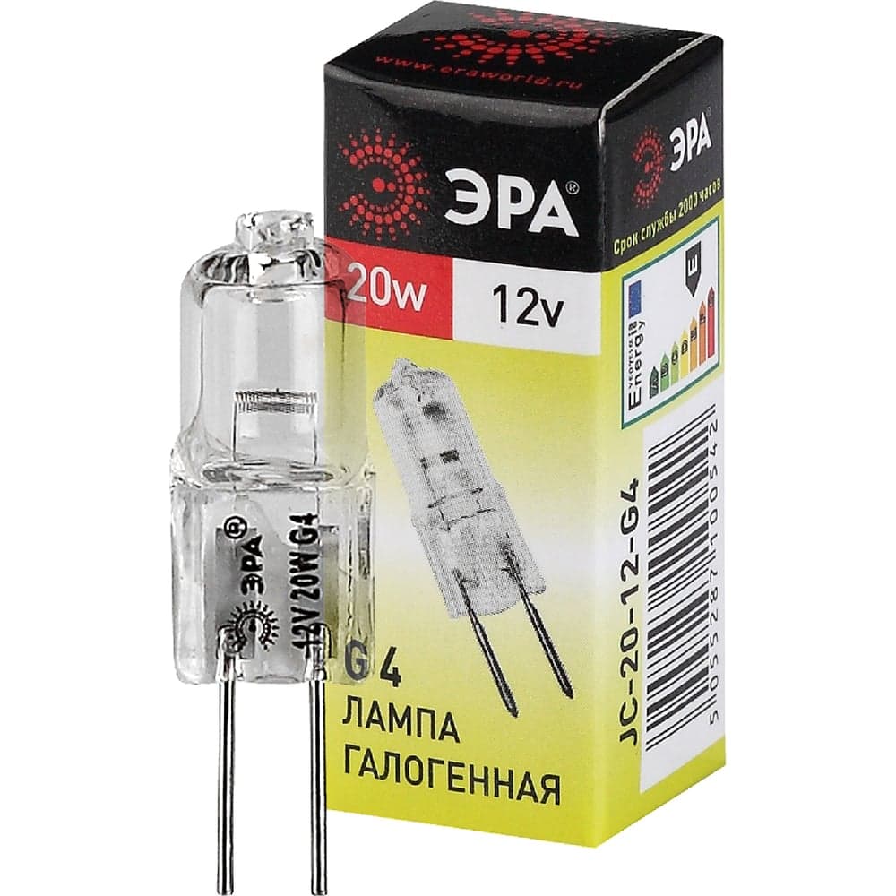 Галогенная лампа ЭРА G4JC20W12V капсула, 20 Вт, нейтральный, G4 C0027369