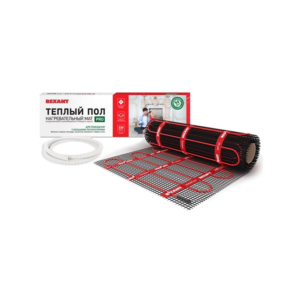 Теплый пол REXANT PRO, 440 Вт, двухжильный с экраном 51-0012