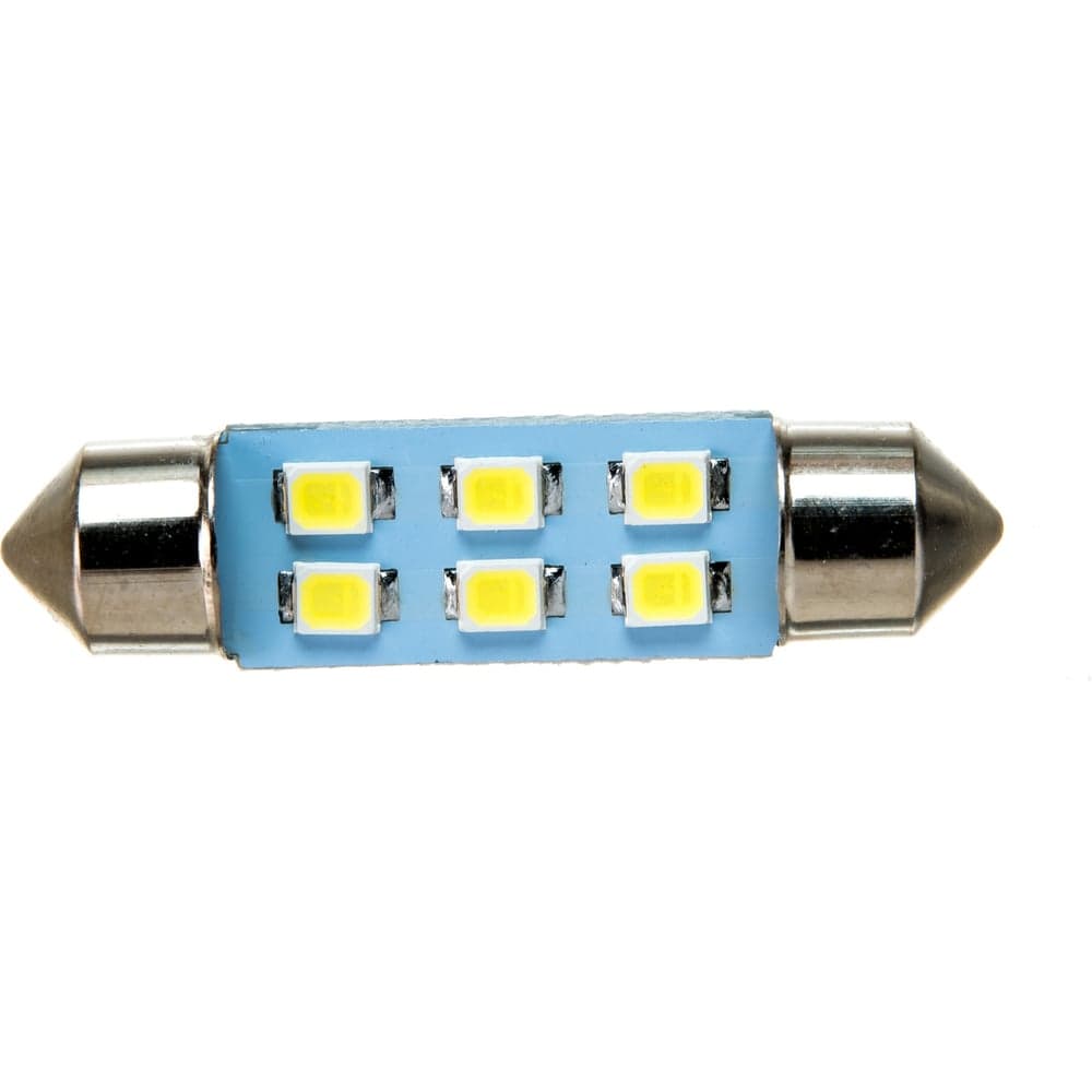 Автолампа SKYWAY диод T11 (C5W) 24V 6 SMD диодов 1-контакт, 39 мм, белая в комплекте 2 шт S08202020