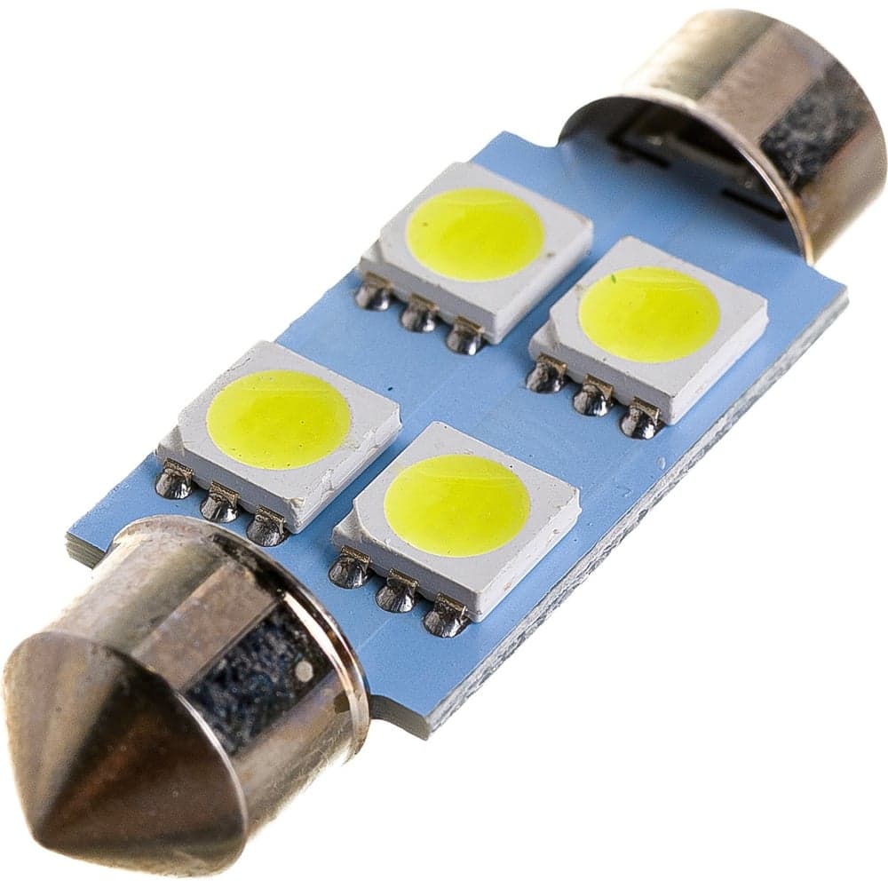 Автолампа SKYWAY диод T11 C5W 12V 4 SMD Блистер c цоколем 1-конт Белая компл. 2 шт. Салон, номер S08201353
