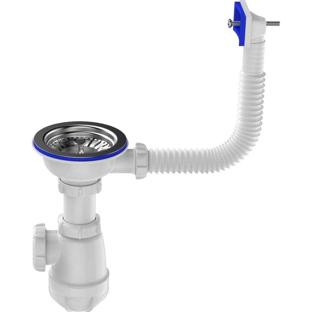 Сифон для мойки Aquant 3 1/2"х40 с мет.реш. с прямоуг. переливом B0145-13-MR