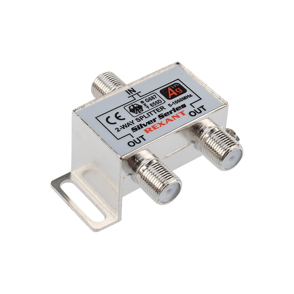 Делитель REXANT ТВ х 2 + 3шт. F BOX 5-1000 МГц Silver 05-6101