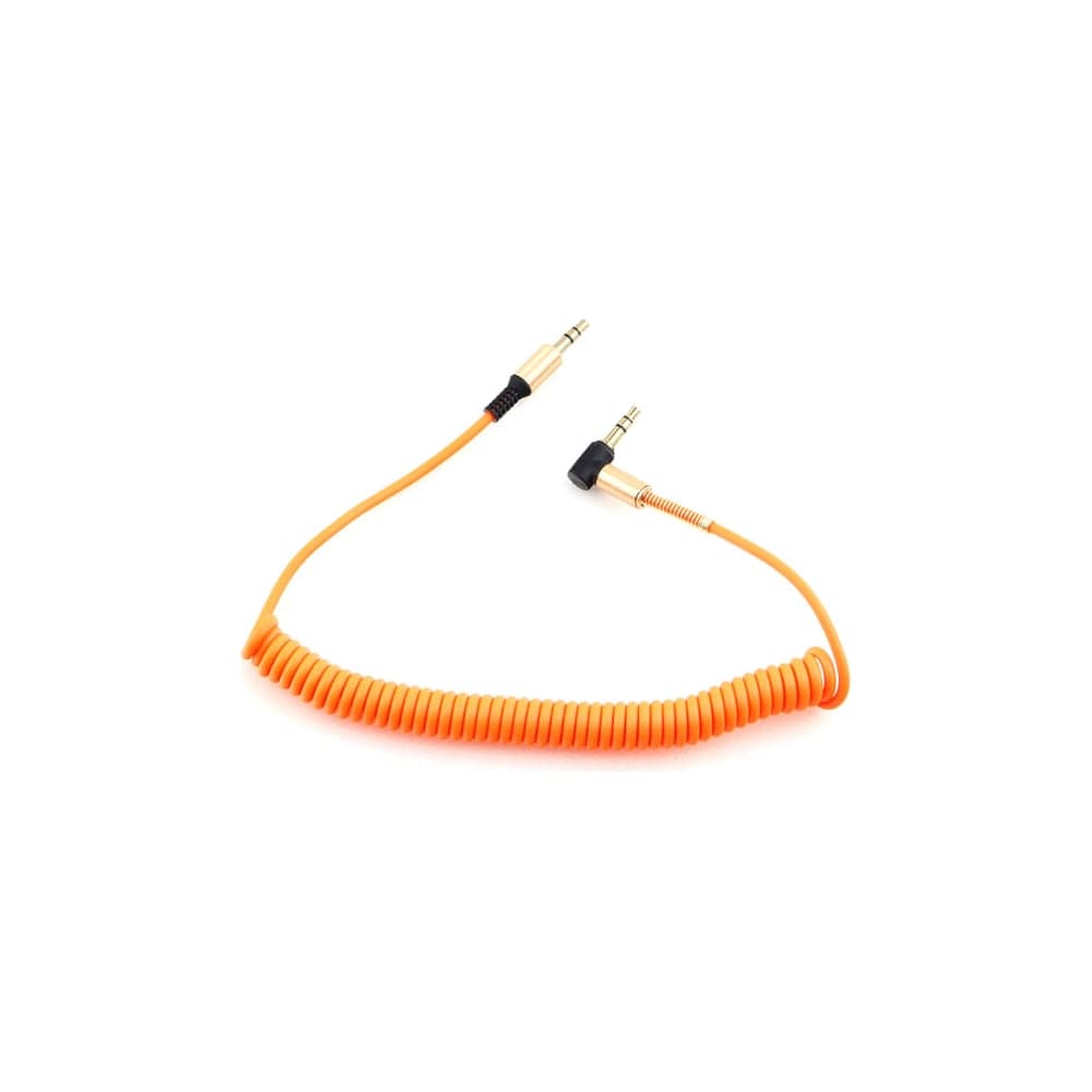 Спиральный аудио кабель Cablexpert Jack 3.5(M)/Jack 3.5(M), угловой, 1.8м, оранжевый, коробка CCAB-02-35MMLC-1.8MO