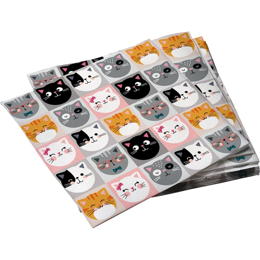 Салфетки бумажные трехслойные Кошки с ушками 33x33см 20шт ND Play 306000