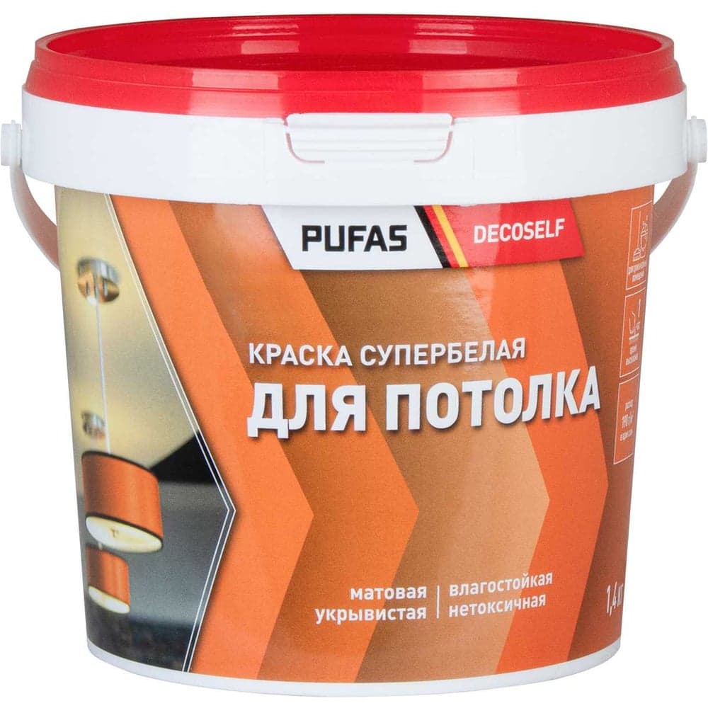 Краска для потолков Pufas Decoself мороз. 0,9л1,4кг КП тов-192626